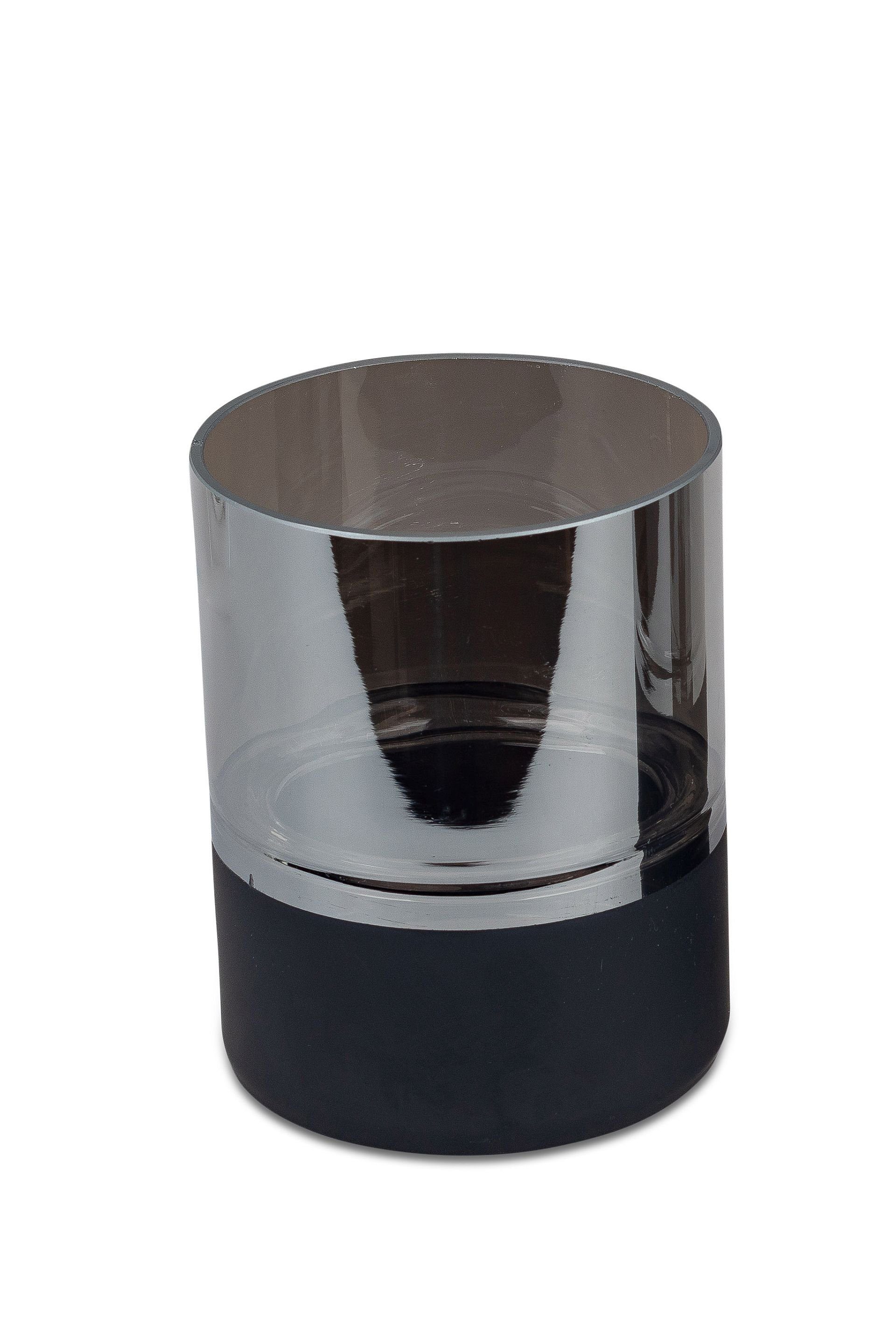 Kerzenhalter Windlicht in aus Design Small-Preis Metallic Glas Schwarz