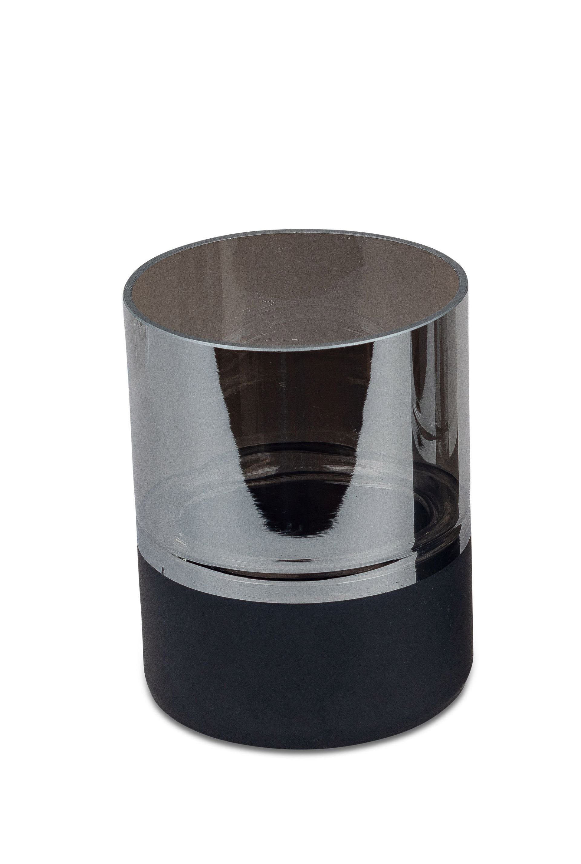Windlicht Kerzenhalter aus Glas in Schwarz Metallic Design