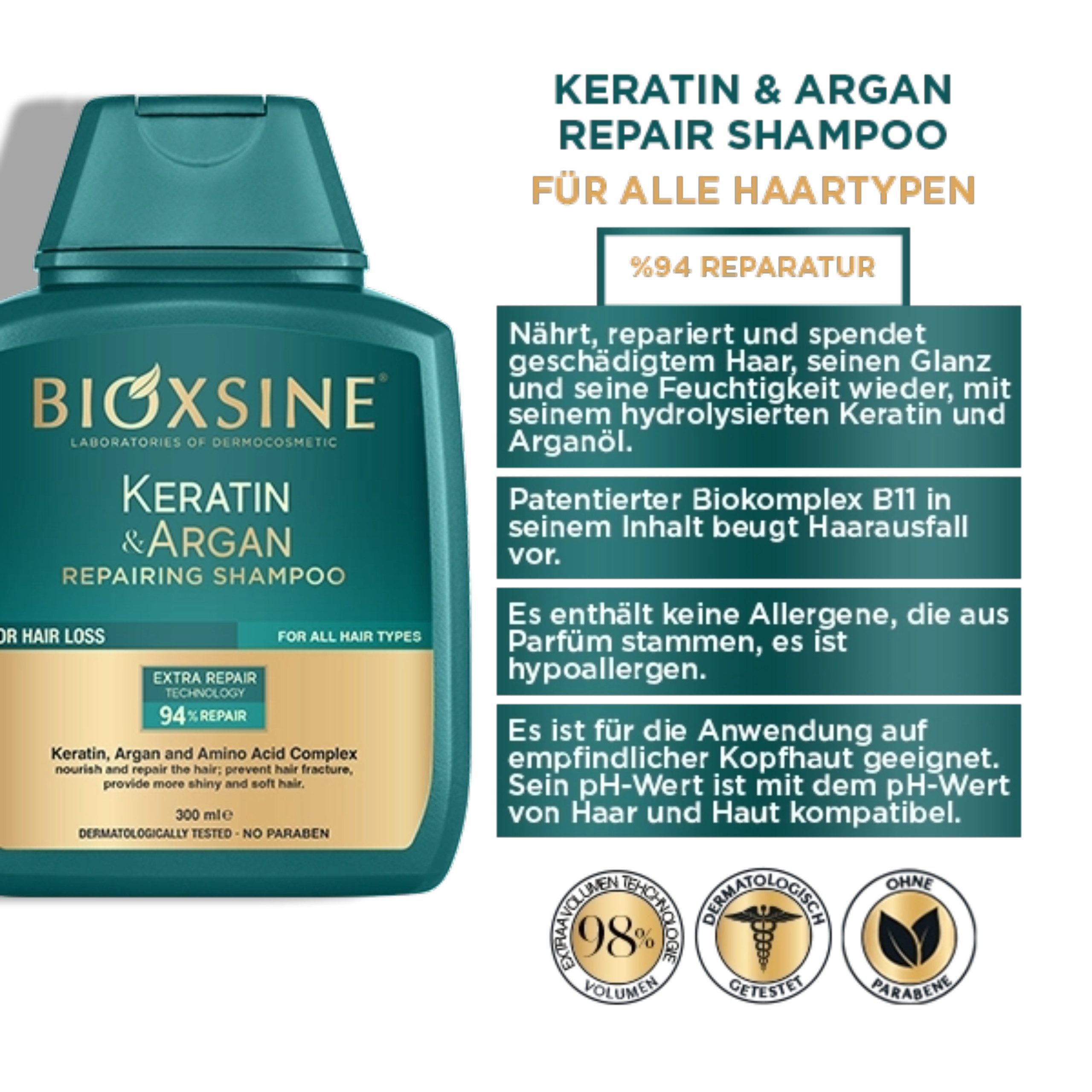 Bioxcin Haarshampoo Bioxcin Keratin & Argan Repairing Shampoo