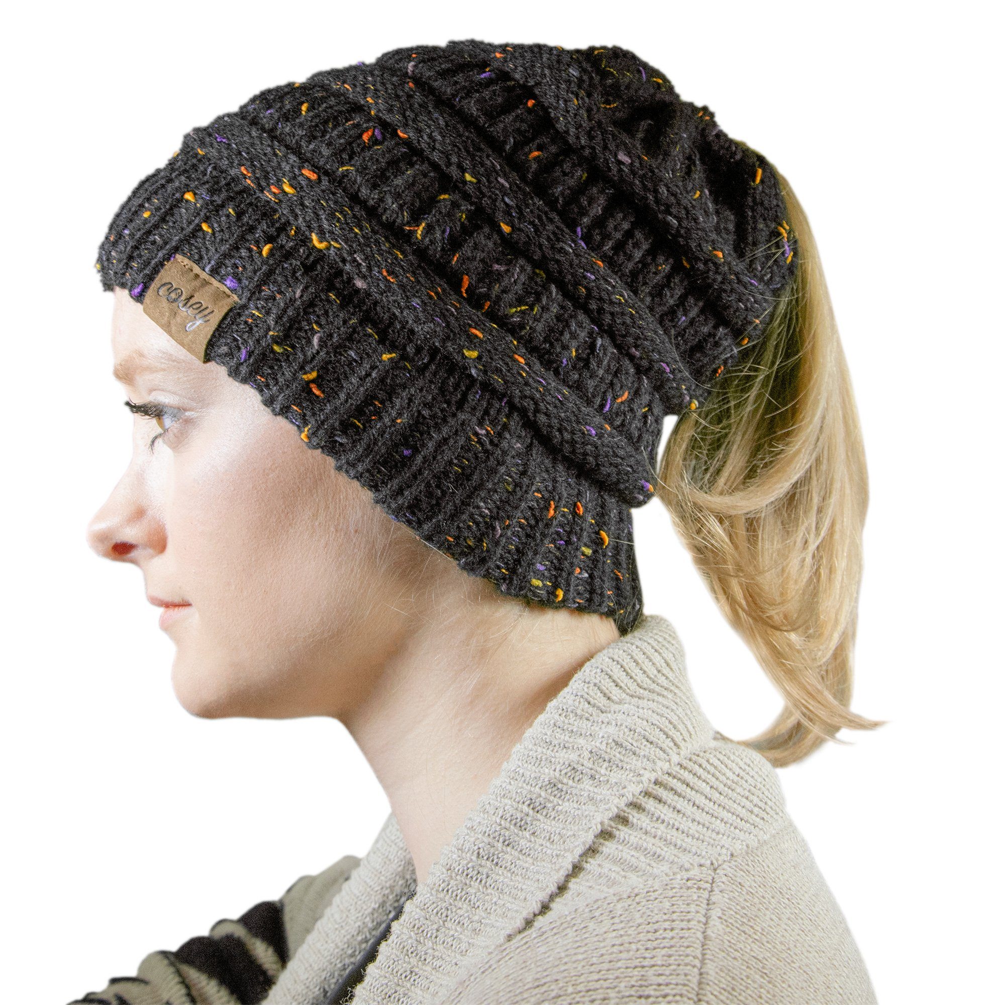 cosey Strickmütze Pferdeschwanz-Mütze mit Zopfloch für günstig online kaufen