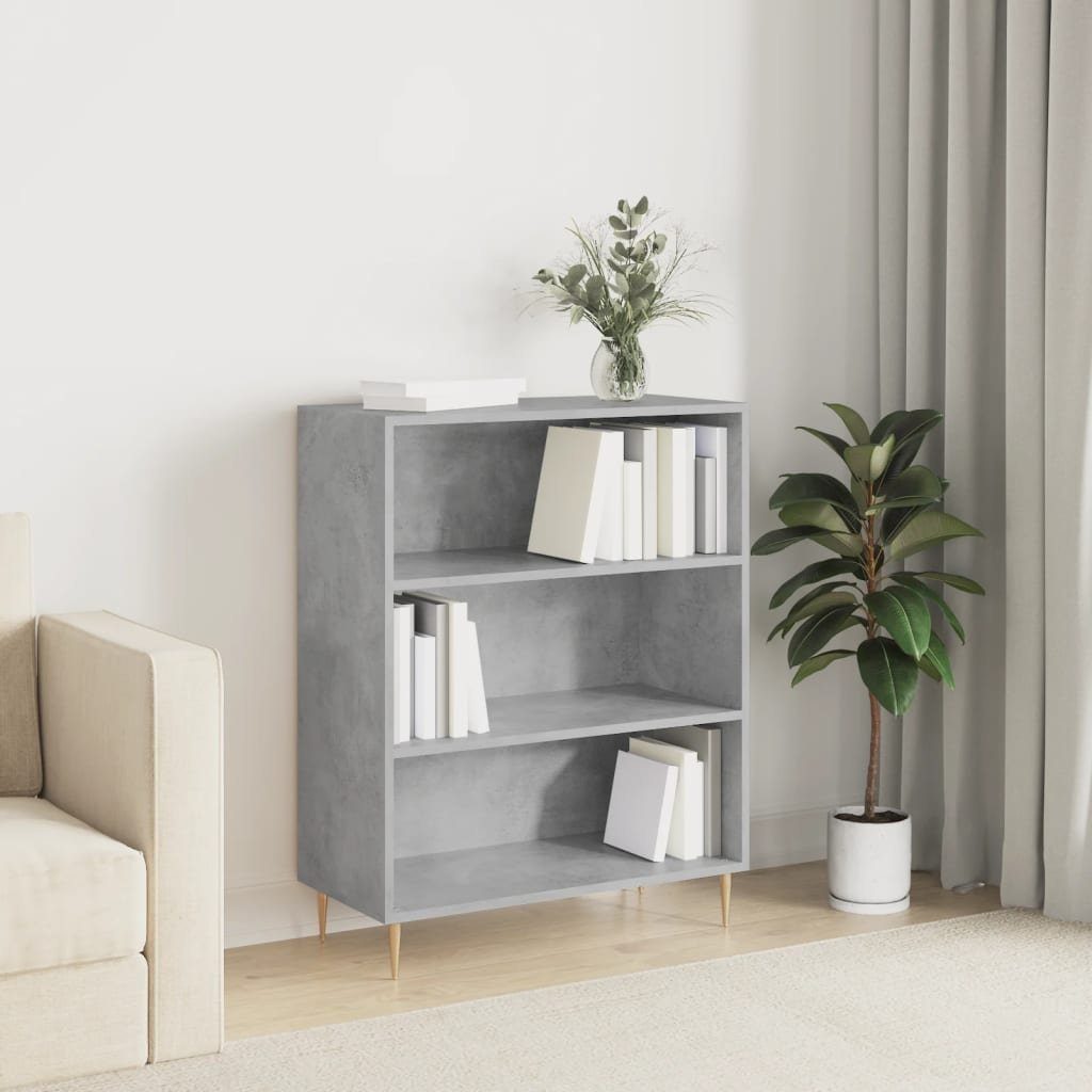 vidaXL Bücherregal Bücherregal Betongrau 69,5x32,5x90 cm Holzwerkstoff, 1-tlg.