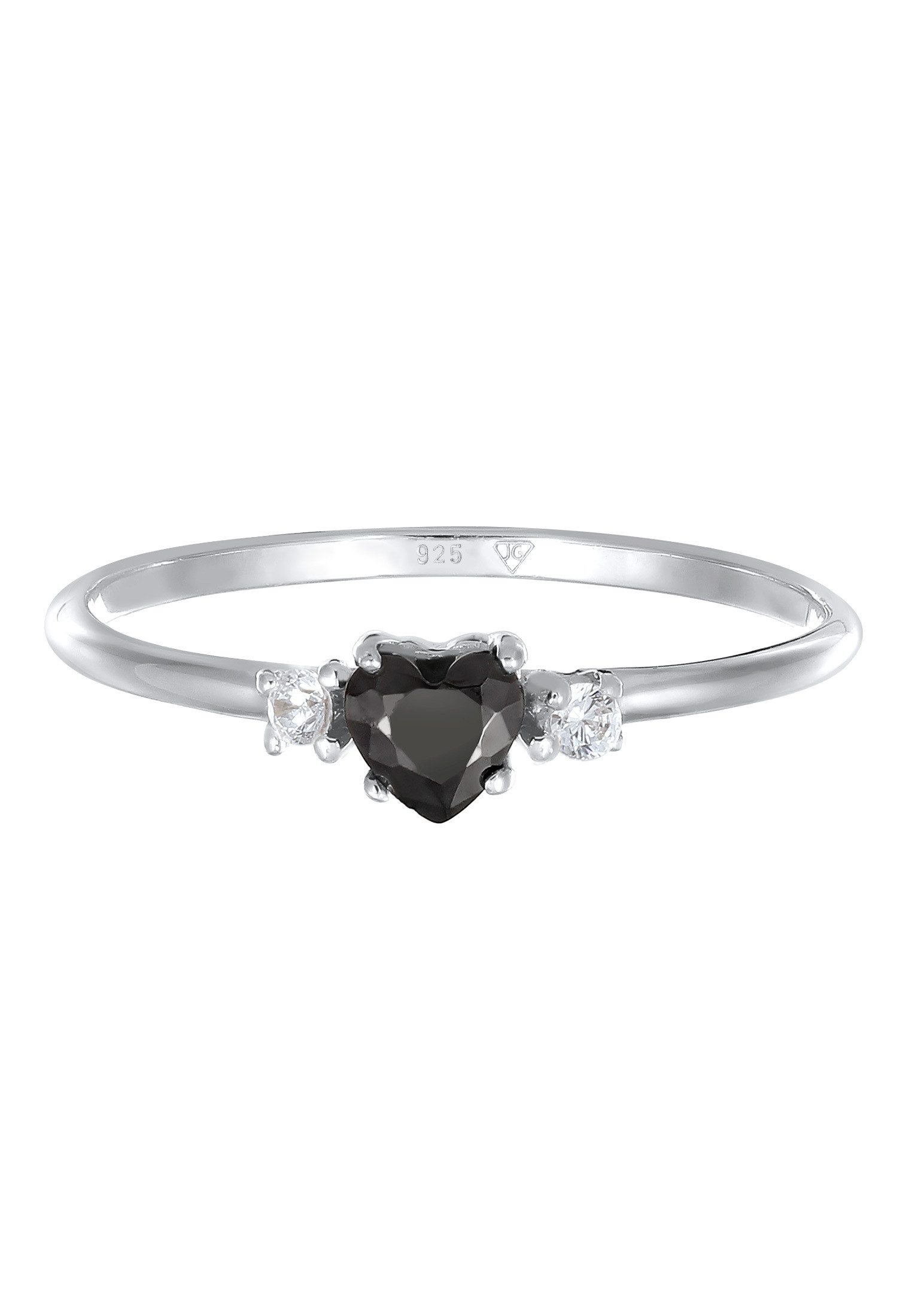 Elli Fingerring Herz Zirkonia Schwarz Liebe günstig online kaufen
