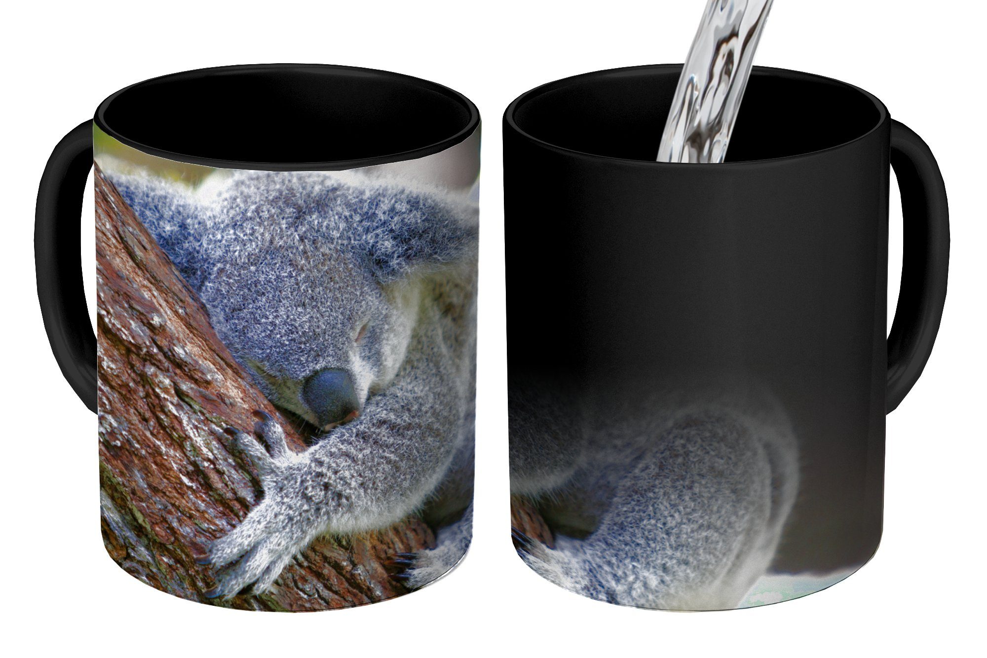 MuchoWow Tasse Koala - Baum - Schlaf - Kinder - Jungen - Mädchen, Keramik, Farbwechsel, Kaffeetassen, Teetasse, Zaubertasse, Geschenk