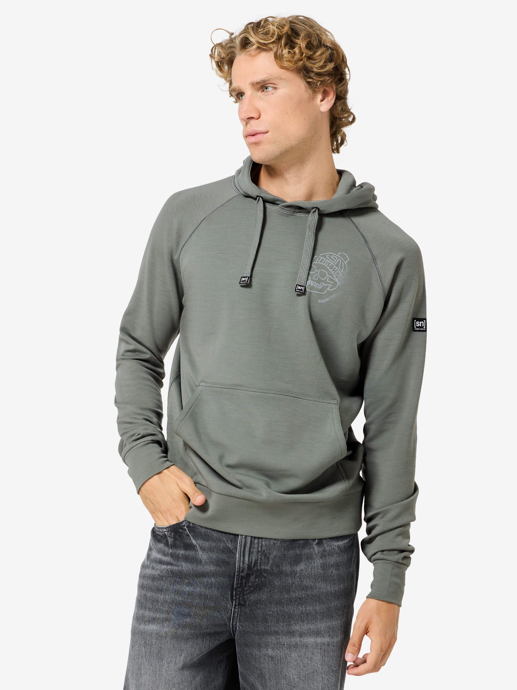 SUPER.NATURAL Hoodie für Herren,Merino M FROSTY HOODIE mit Sport-Motiv, atmungsaktiv