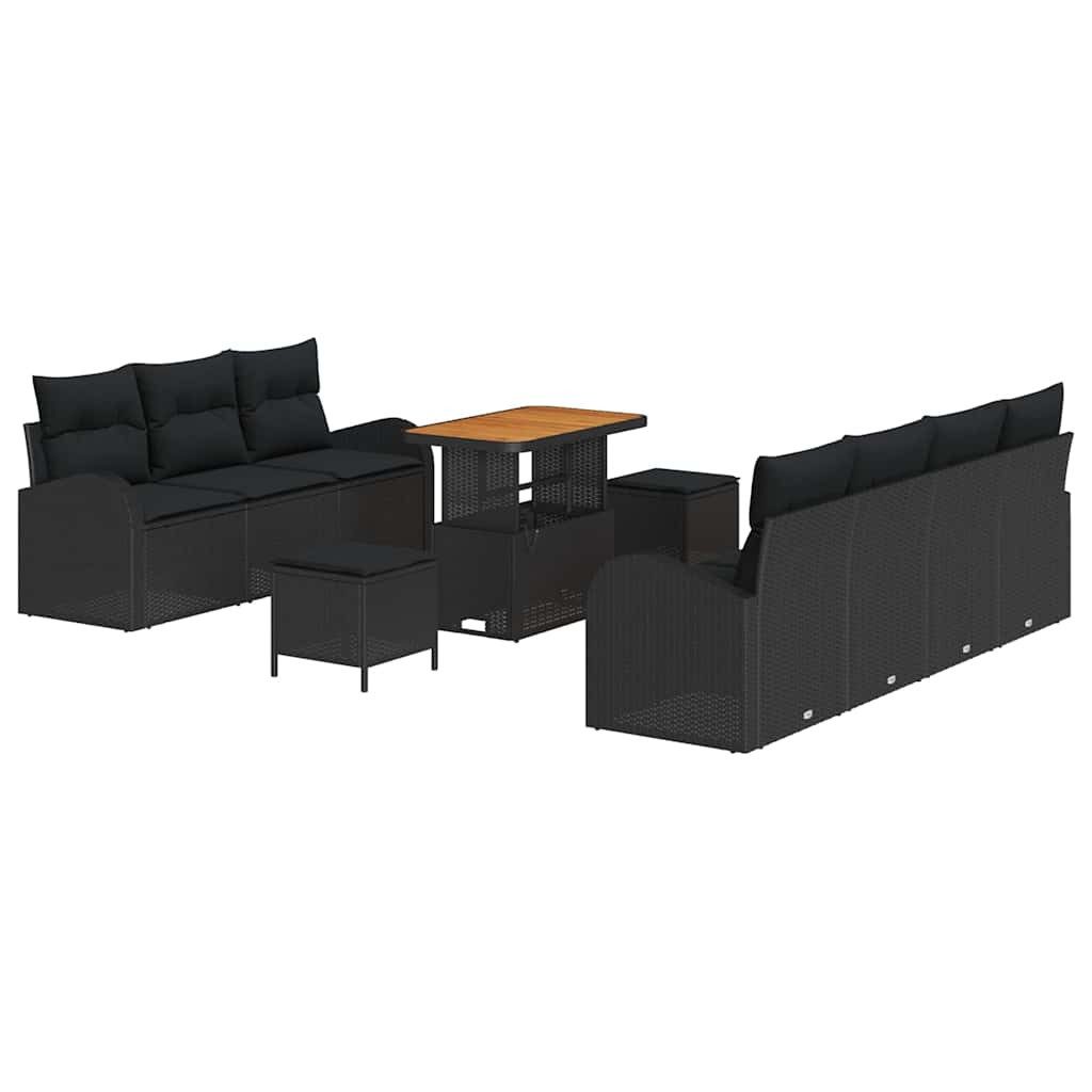 vidaXL Loungesofa Garten-Sofa-Set 10 stk. 9-Sitzanzahl Schwarz, 10 Teile
