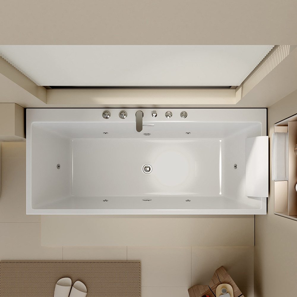 HOME DELUXE Whirlpool-Badewanne AMBER - 170 x 58 x 80 cm , vormontierte Armaturen, Acryl-Badewanne, Spa, Whirlpool