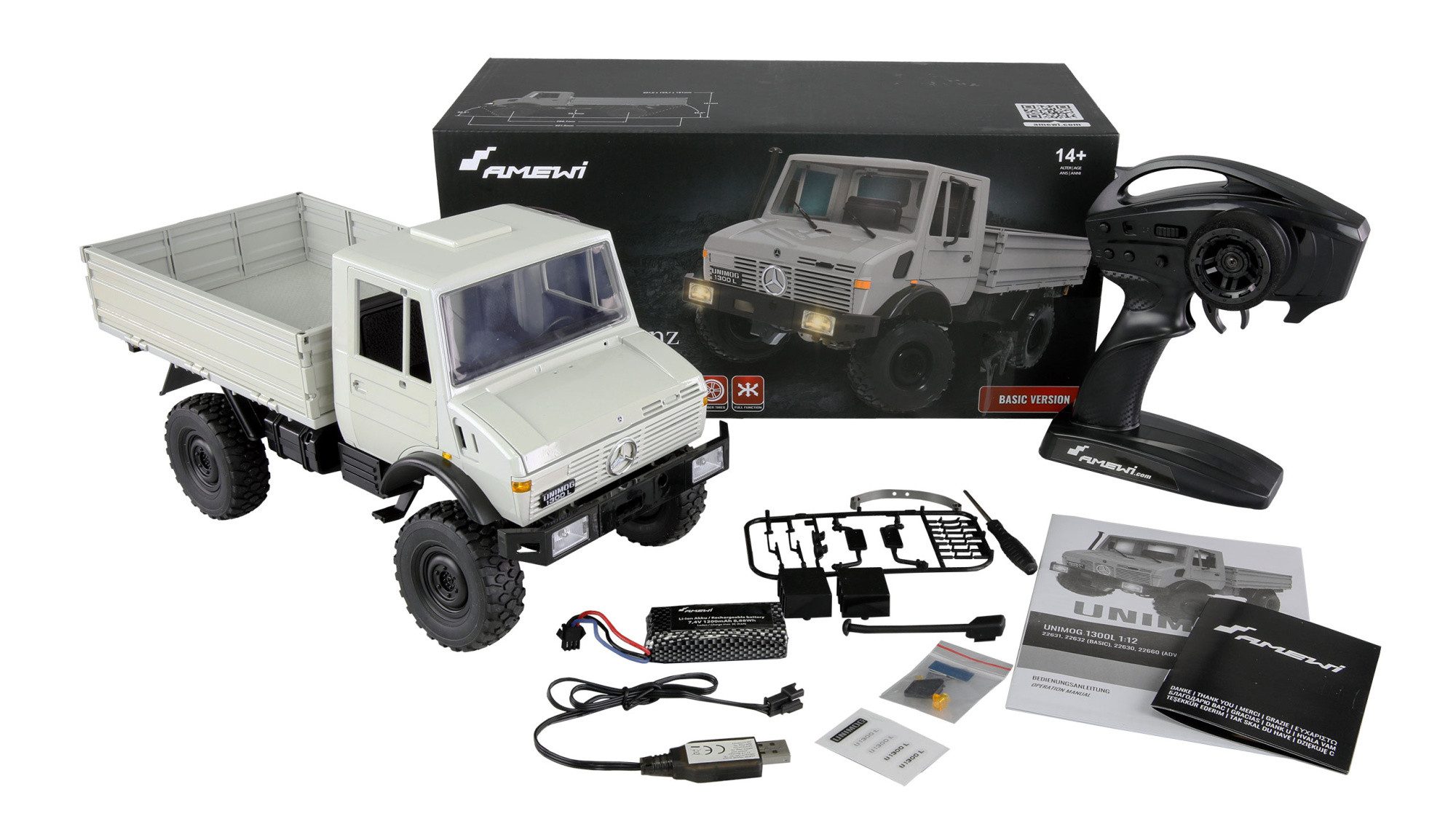 Thumbnail - Amewi RC-Buggy Amewi Mercedes Benz RC Unimog Basic 4WD 1:12 RTR hellgrau