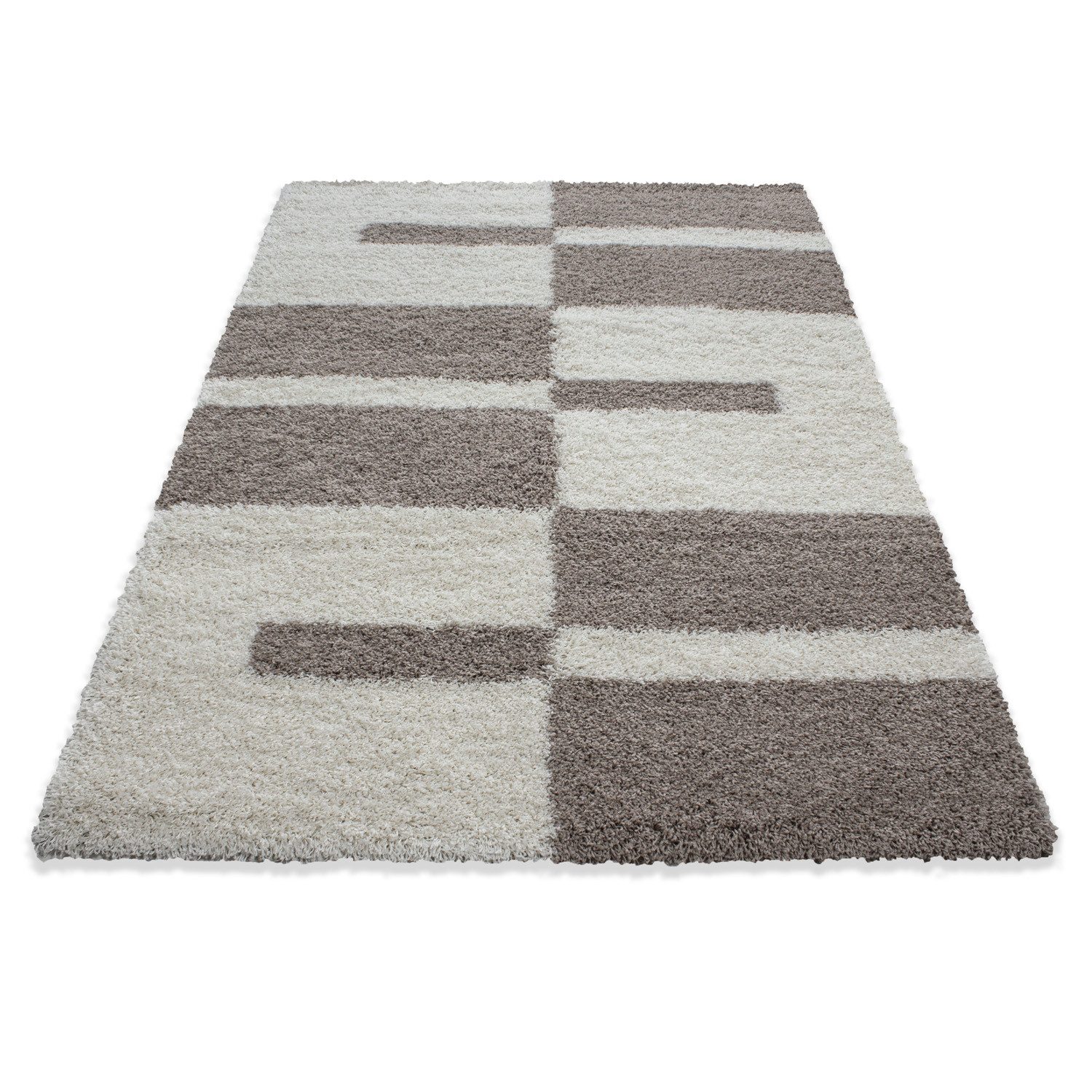 Carpettex Hochflor-Teppich Kariert Design, Läufer, Höhe: 30 mm, Teppich Kariert Design Teppich im modern Stil Teppich Wohnzimmer