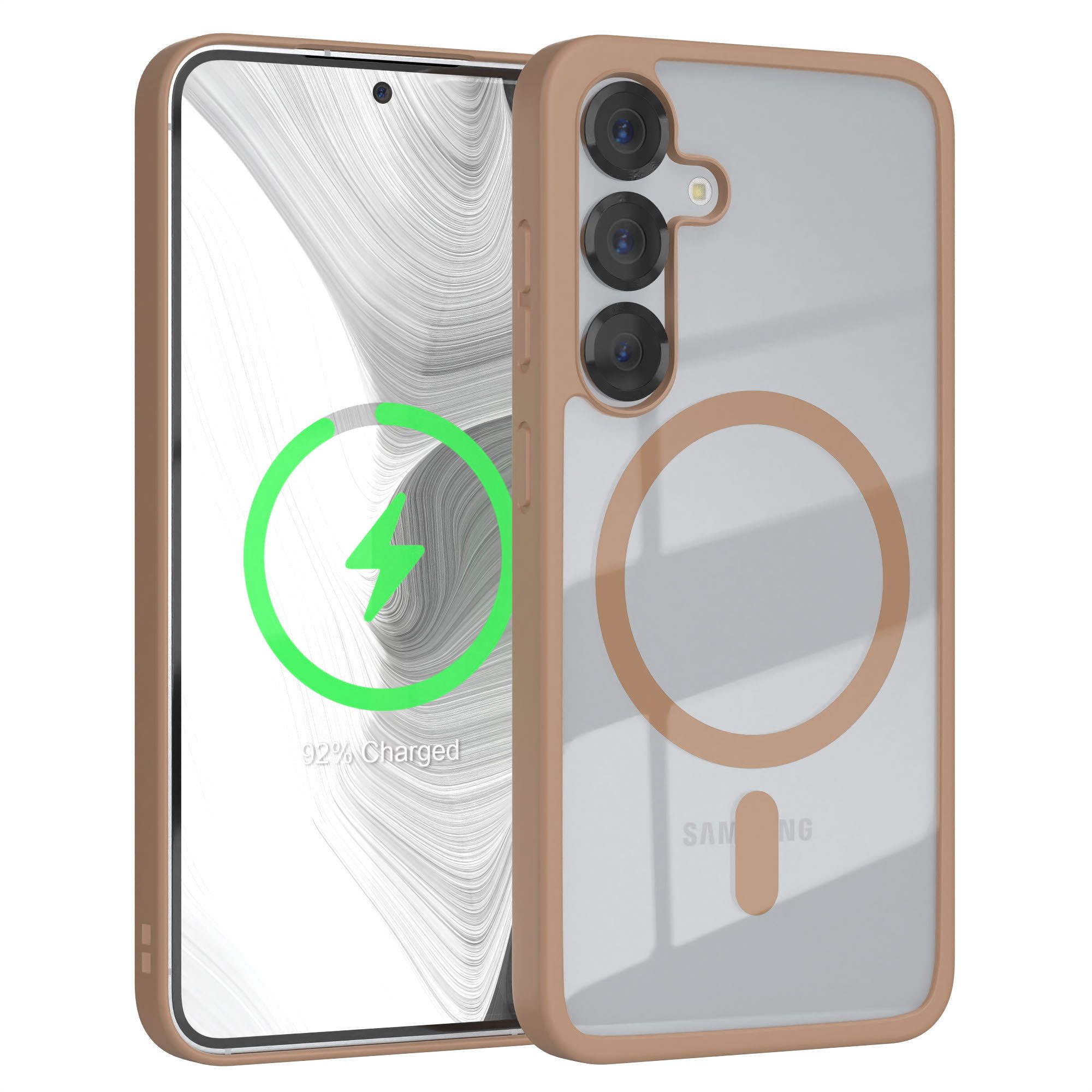 EAZY CASE Handyhülle Transparente Hülle mit MagSafe Samsung Galaxy S25 6,2 Zoll, Silikon Handyhülle, Schutzhülle mit Kameraschutz, Etui TPU Schutz