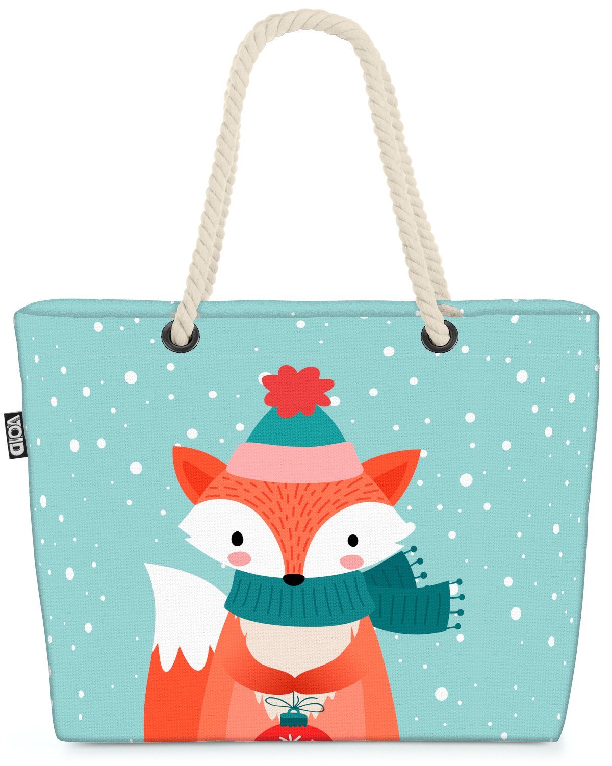 VOID Strandtasche (1-tlg), Merry Merry Christmas Fuchs Tier Tier Weihnachten Christmas Fuchs Tie