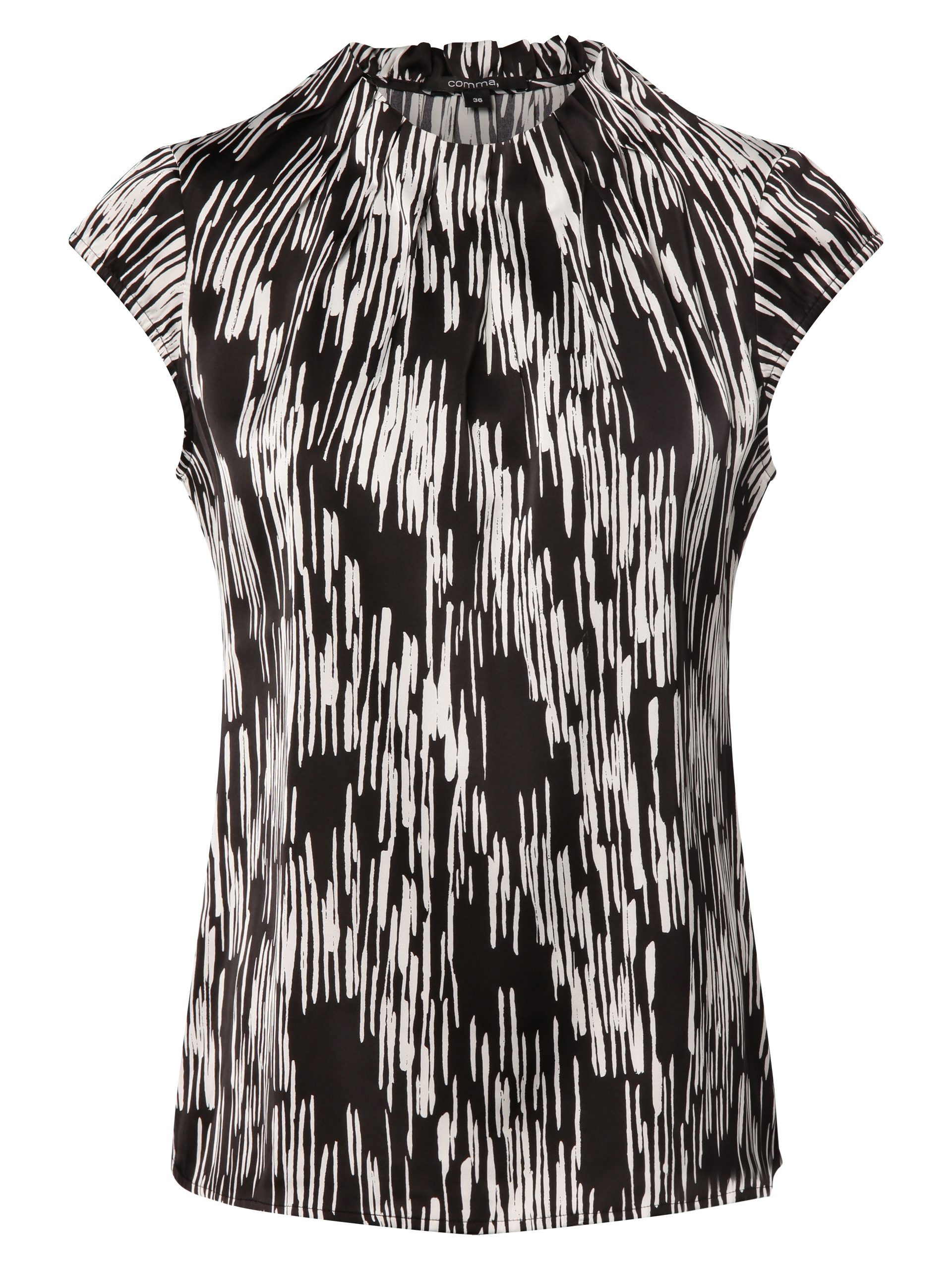 Comma Kurzarmbluse Geraffte Bluse mit All-over-Print günstig online kaufen