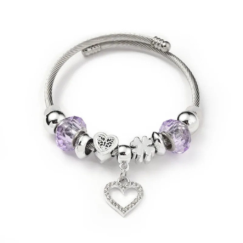 Eyecatcher Armkette Charm-Armband mit lila Kunststoffperlen günstig online kaufen