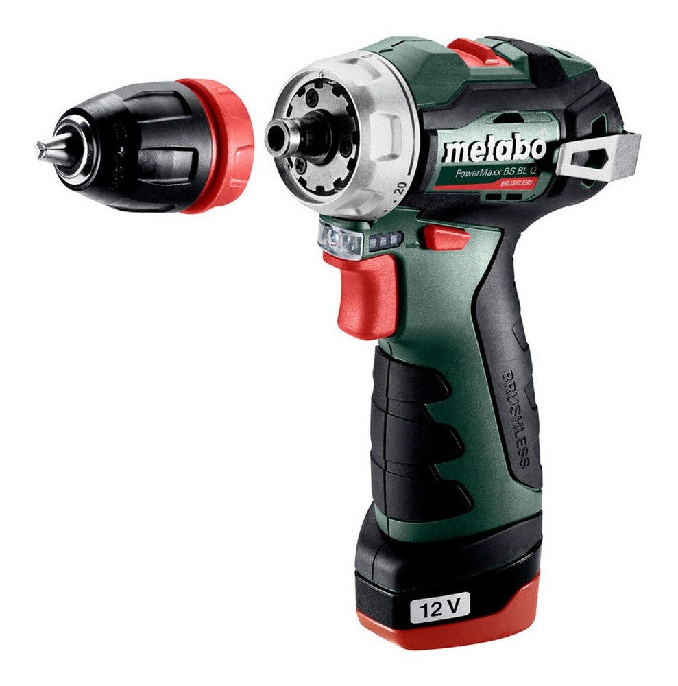 metabo Akku-Bohrschrauber PowerMaxx BS BL Q, 12 V, 2 x 2 Ah Li-Ion im Kunststoffkoffer