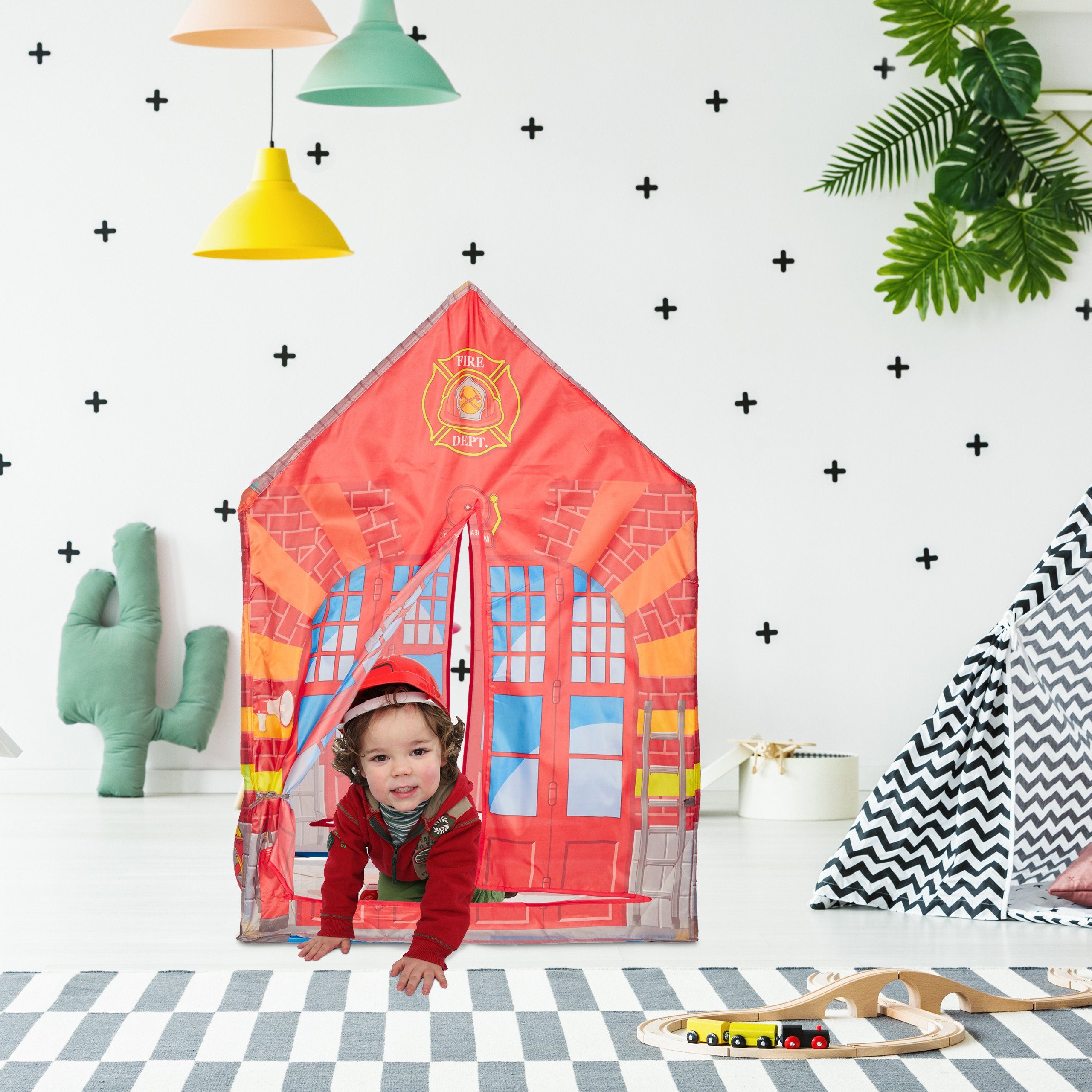 relaxdays Spielzelt Feuerwehr Kinderzelt günstig online kaufen