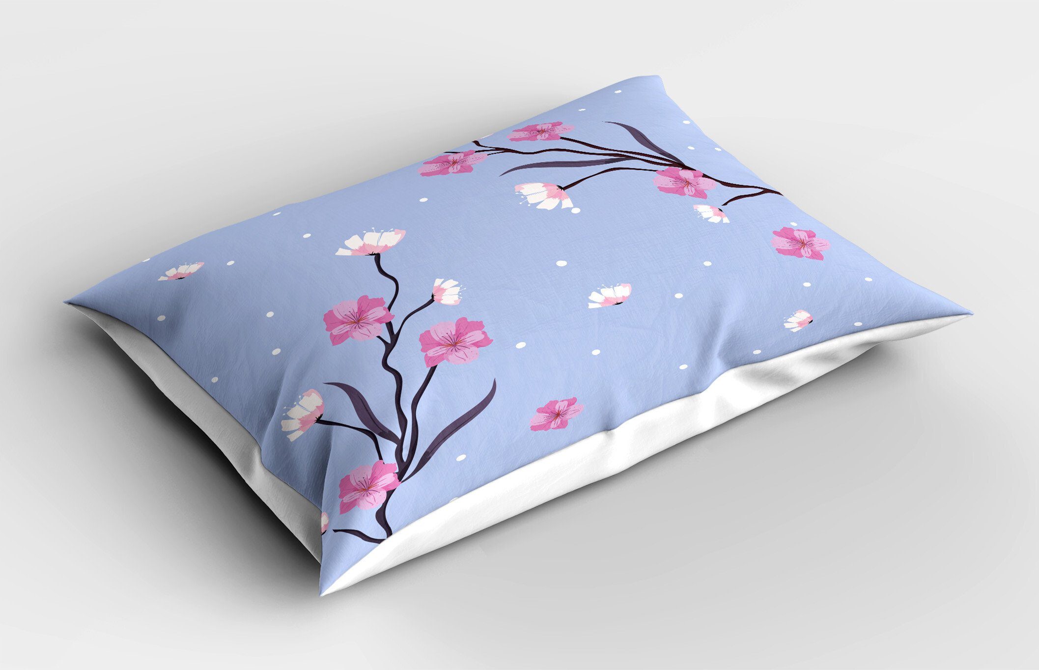 Abakuhaus (1 Und Kissenbezüge Blau Kissenbezug, Gedruckter Pink Standard King Size Dekorativer Stück), Apple-Blüten Zweig