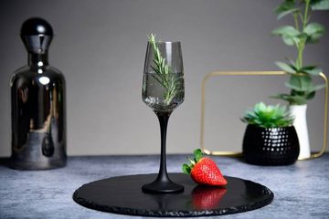 Sendez Sektglas 6 Sektgläser 210ml mit schwarzem Stiel Sektkelche Proseccogläser, Glas