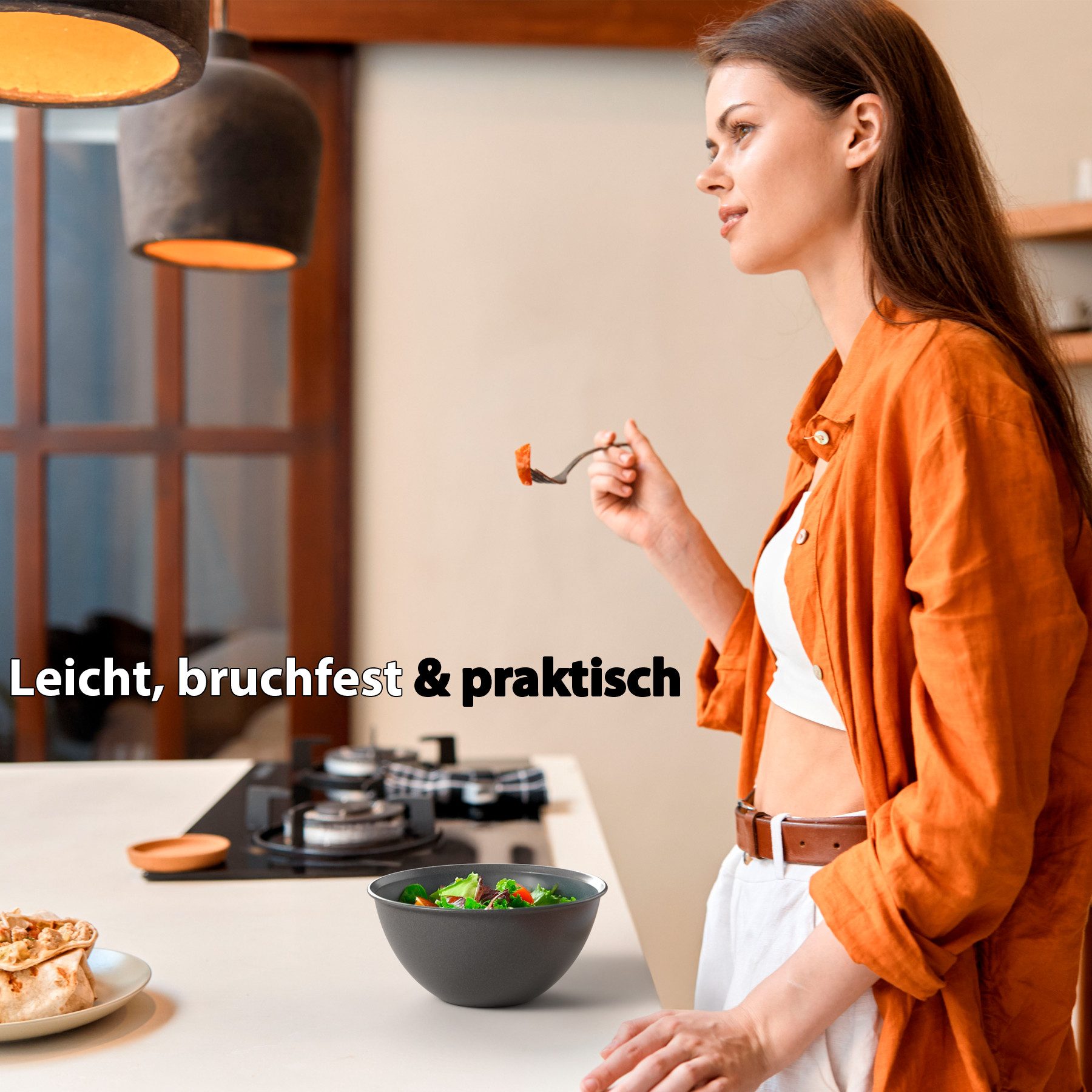 BigDean Müslischale 6 Stück bruchfest 700ml in elegantem schwarz Lieblingsschalen, Kunststoff, (Set, 6-tlg), BPA-Frei, Spülmaschinenfest, Müsli, Suppe, Desert,  – Bild 5 von 5