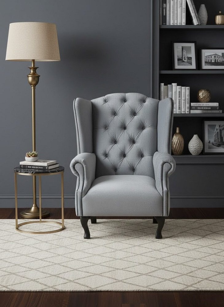JVmoebel Chesterfield-Sessel Stoff-Ohrensessel im Chesterfield-Stil mit elegantem Design (1-St), Made in Europa