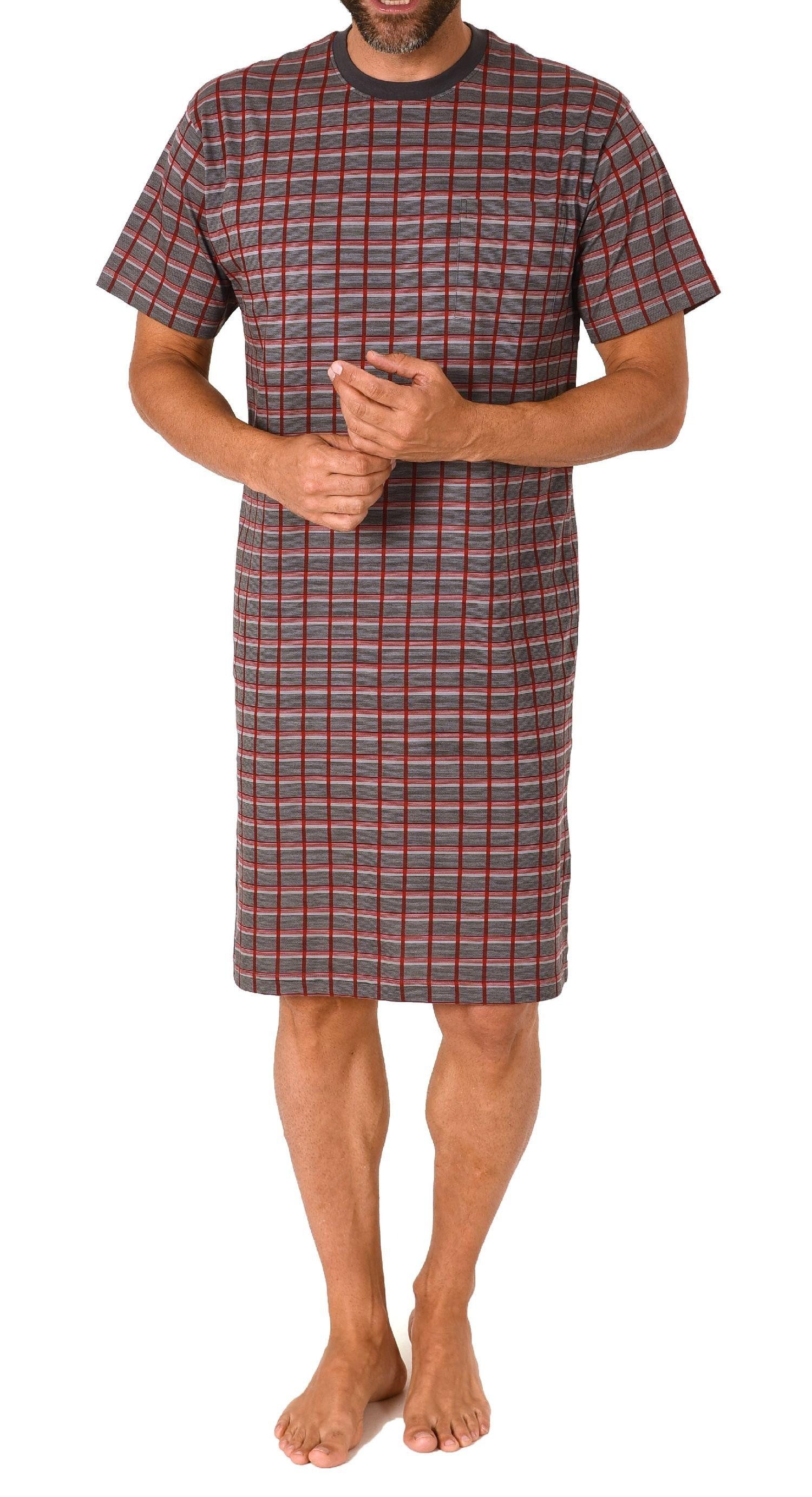 Normann Pyjama Herren kurzarm Nachthemd in Karo Optik - auch in Übergrößen günstig online kaufen