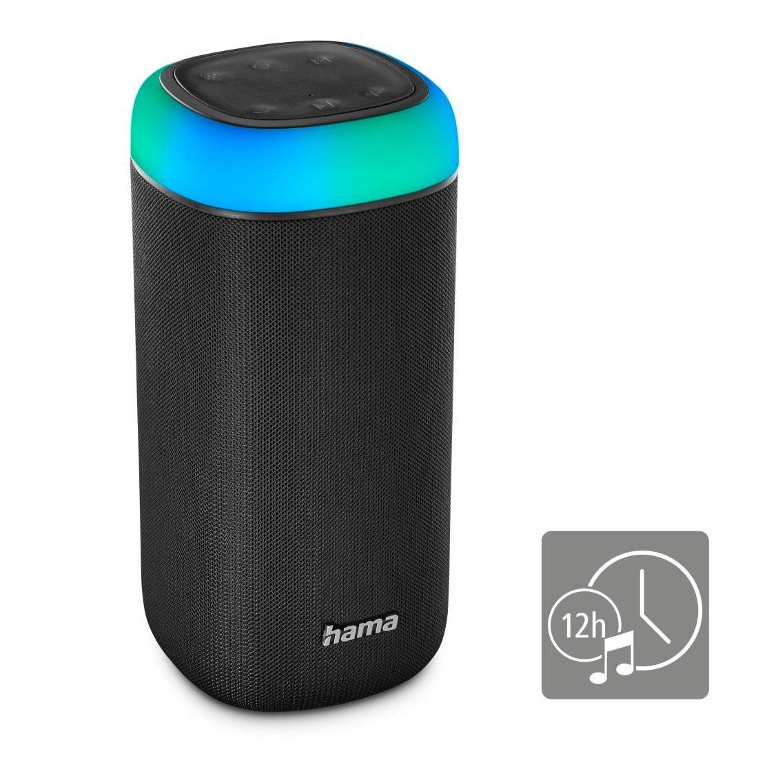 Sound) Bass,360ᵒ Sound Xtra 360ᵒ Hama Bass Bluetooth-Lautsprecher schwarz spritzwassergeschützt Bluetooth (Freisprechanlage,Xtra Box Shine LED 2.0