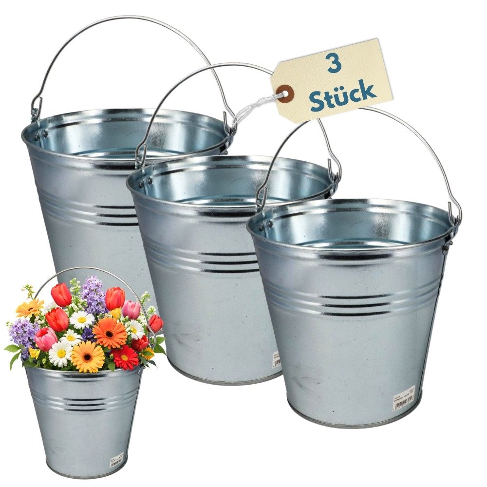 GarPet Baueimer Zinkeimer Ascheeimer Metall Blecheimer verzinkt Metalleimer 5 -10 L