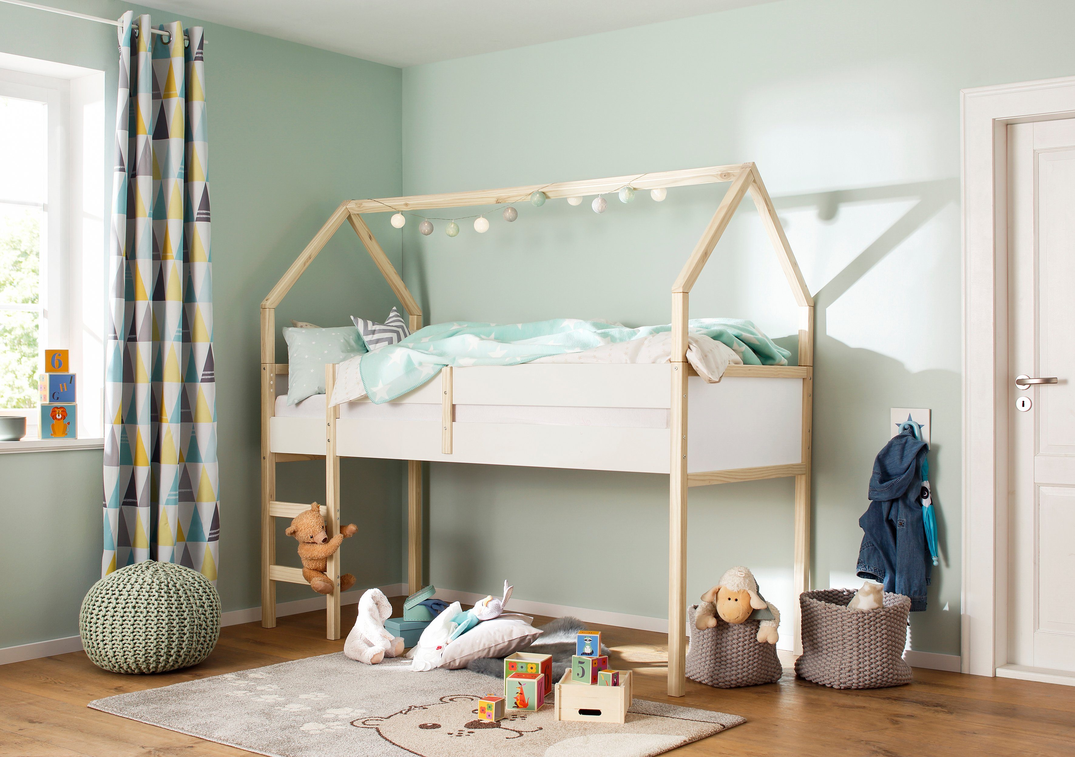 Lüttenhütt Hochbett Janne Kiefernholz, Einzelbett, inklusive günstig online kaufen