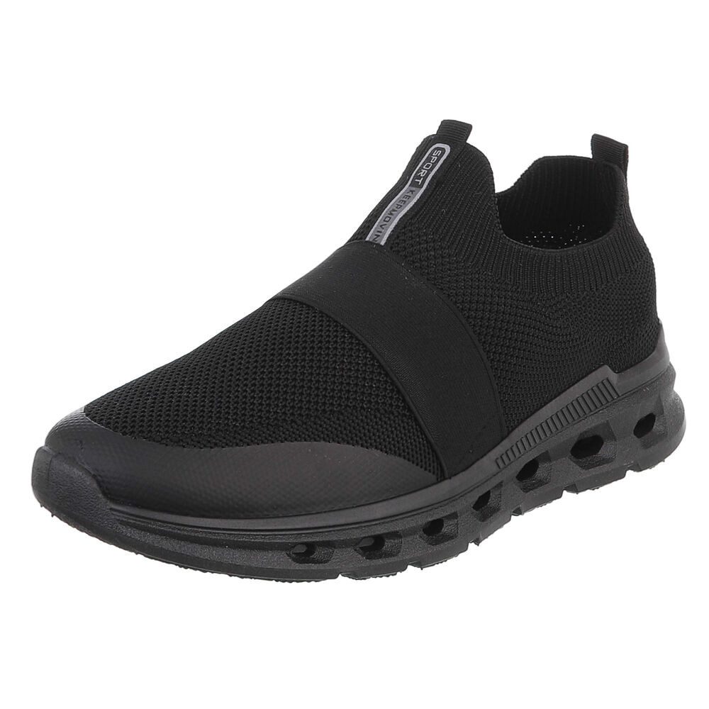 Coolwalk Herren Slip-On Sneaker Knit mit Profilsohle Slipper (91563632) Flach Sneakers in Schwarz