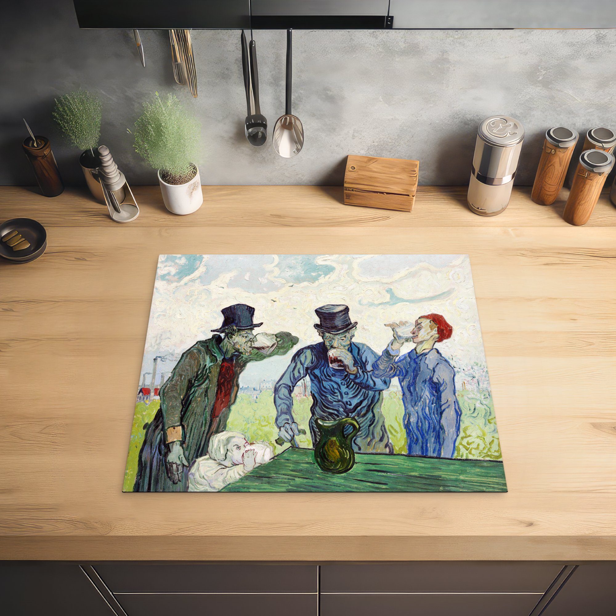 küche, Vinyl, van Vincent Ceranfeldabdeckung MuchoWow cm, 59x52 Trinker Herdblende-/Abdeckplatte die für Gogh, Die (1 Induktionsmatte tlg), -