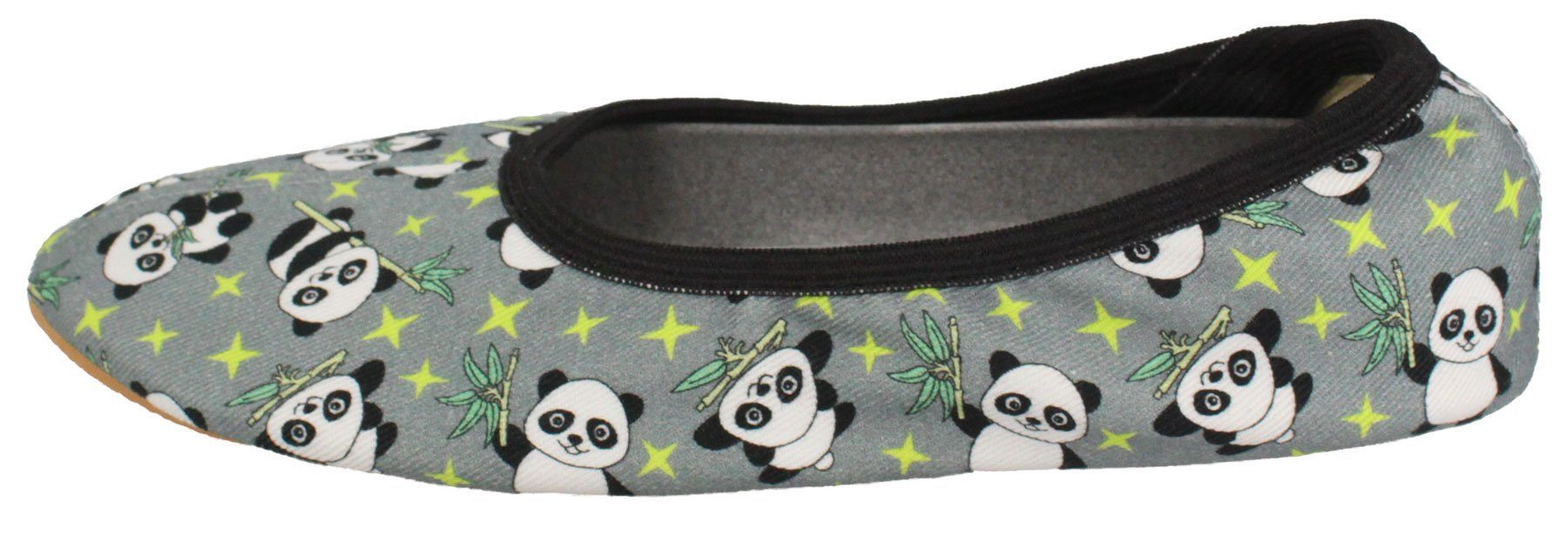 Beck Schläppchen Pandabär Gymnastikschuh (rutschfeste Laufsohle) unisex - robuste Baumwolle – Bild 2 von 5
