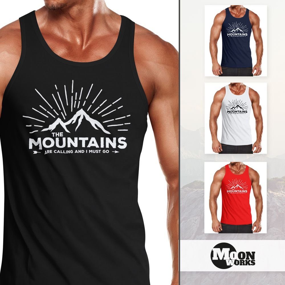 MoonWorks Tanktop Herren Tanktop The Mountains are Calling and I must go Wandern Berge mit Print