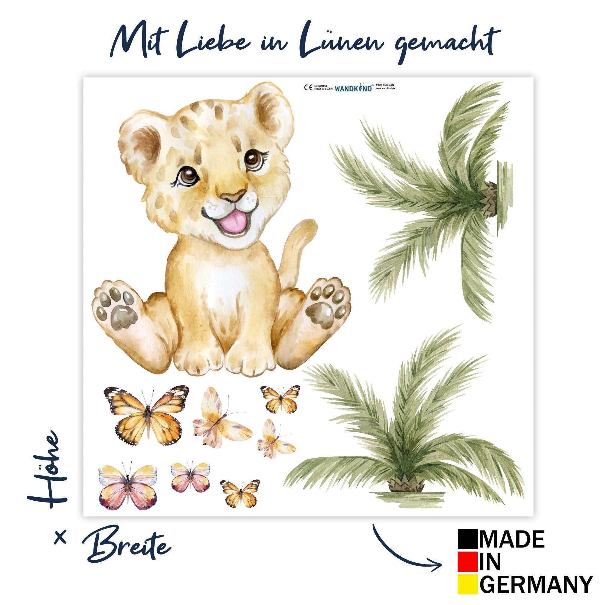 WANDKIND Wandtattoo Löwe & Schmetterlinge V357 (Löwe Schmetterling), Wieder günstig online kaufen