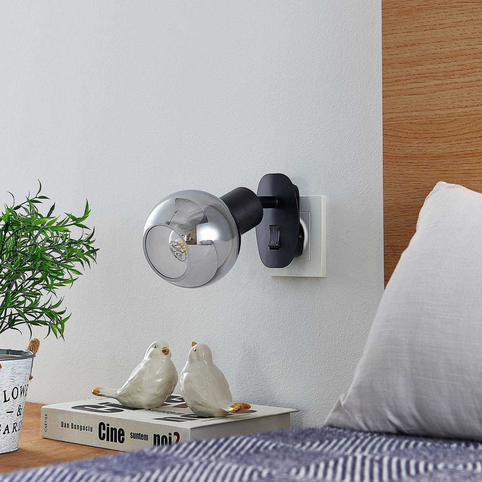 Lindby Wandleuchte Lioma, Metall, Schwarz IP20, 1 x 4 W LED günstig online kaufen