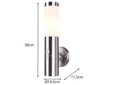 meineWunschleuchte Außen-Wandleuchte, Bewegungsmelder, ohne Leuchtmittel, Terrassenleuchten Haus-Wand Carport Beleuchtung aus Edelstahl IP 44