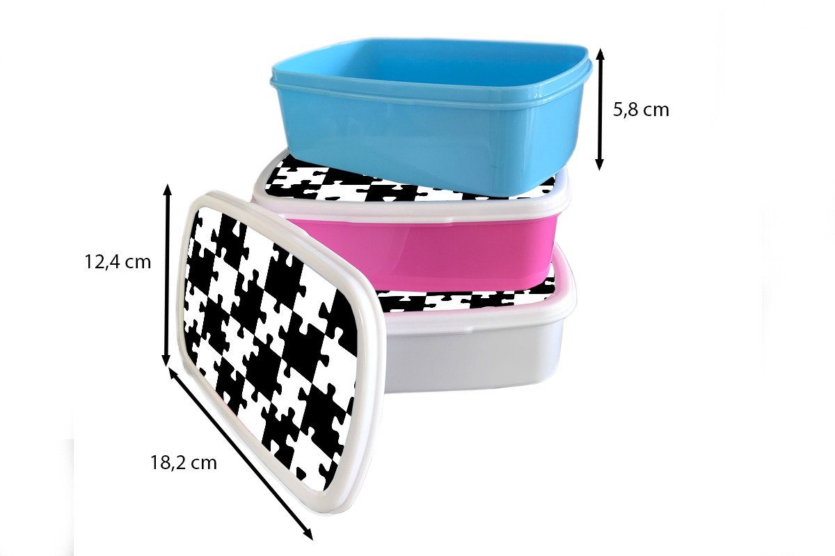 MuchoWow - Jungs Brotdose, (2-tlg), Brotbox - Muster, für Schach für und Kinder Kunststoff, Puzzle Erwachsene, weiß Lunchbox und Mädchen