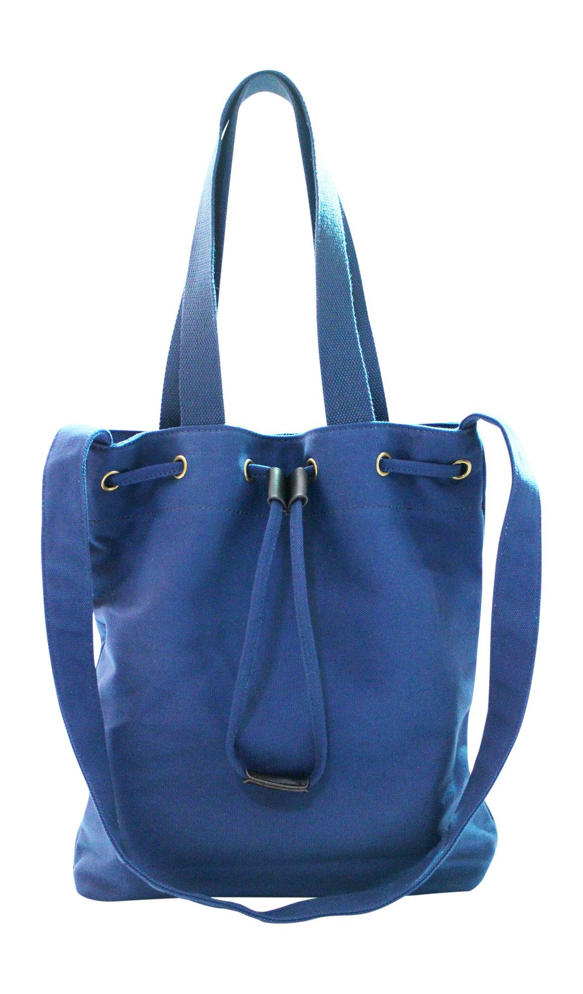Tasche aus blauem Leder und Stoff
