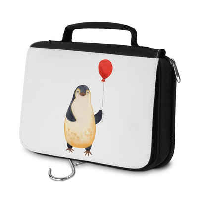 Mr. & Mrs. Panda Kulturbeutel Pinguin Luftballon - Weiß - Geschenk, Herren, Waschtasche, Geschenk F (1-tlg), Wasserabweisend