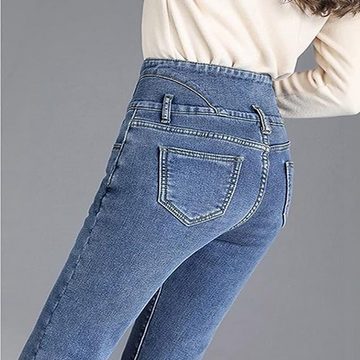 ZWY Regular-fit-Jeans Jeans Damen Gefütterte Thermojeans Skinny Jeans High Waist Leggings