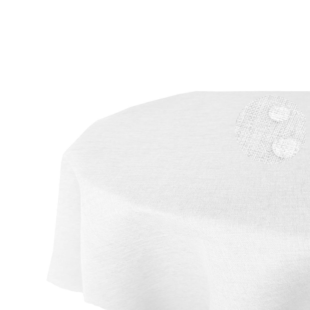 Brilliant Tischdecke Leinen Optik Tischdecke OVAL 135x180 Weiß bügelfrei pflegeleicht, gleichmäßige Leinenstruktur