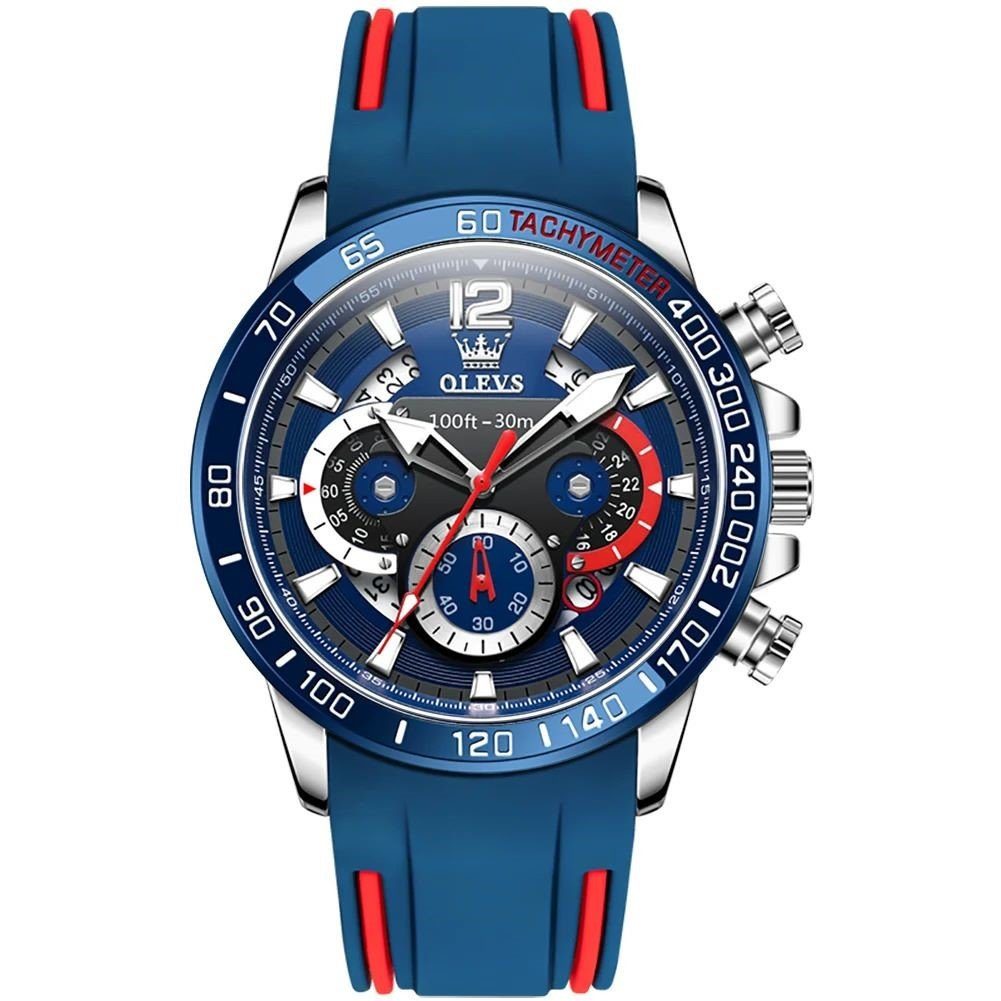 Quarzuhr Sportliche Herrenuhr Chronograph mit Silikonarmband