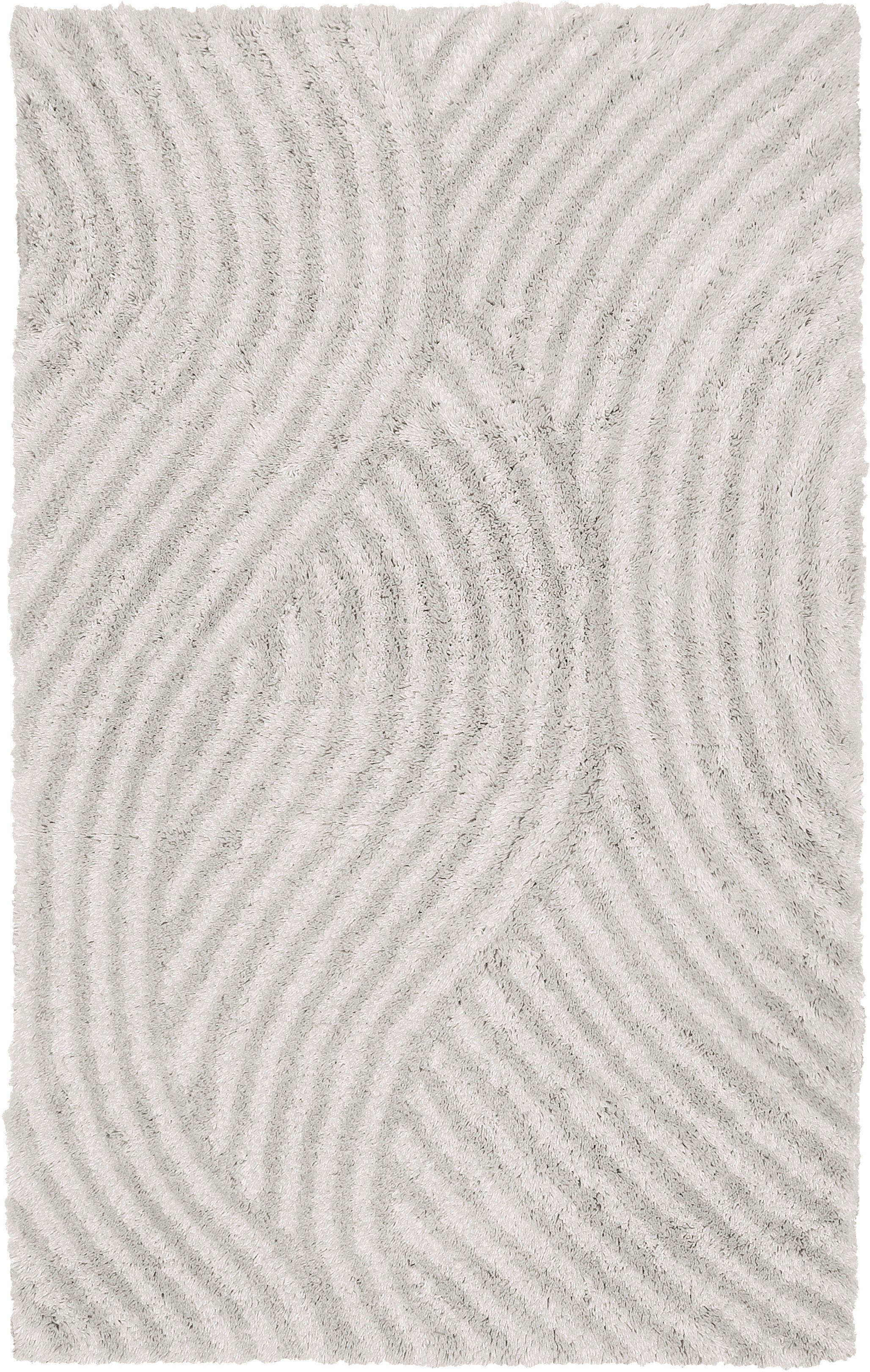 Kleine Wolke Badematte Calma, Badvorleger, Badezimmer Teppich, Höhe 30 mm, rutschhemmend beschichtet, fußbodenheizungsgeeignet, Polyacryl, rechteckig, Badteppich, Wellen Design