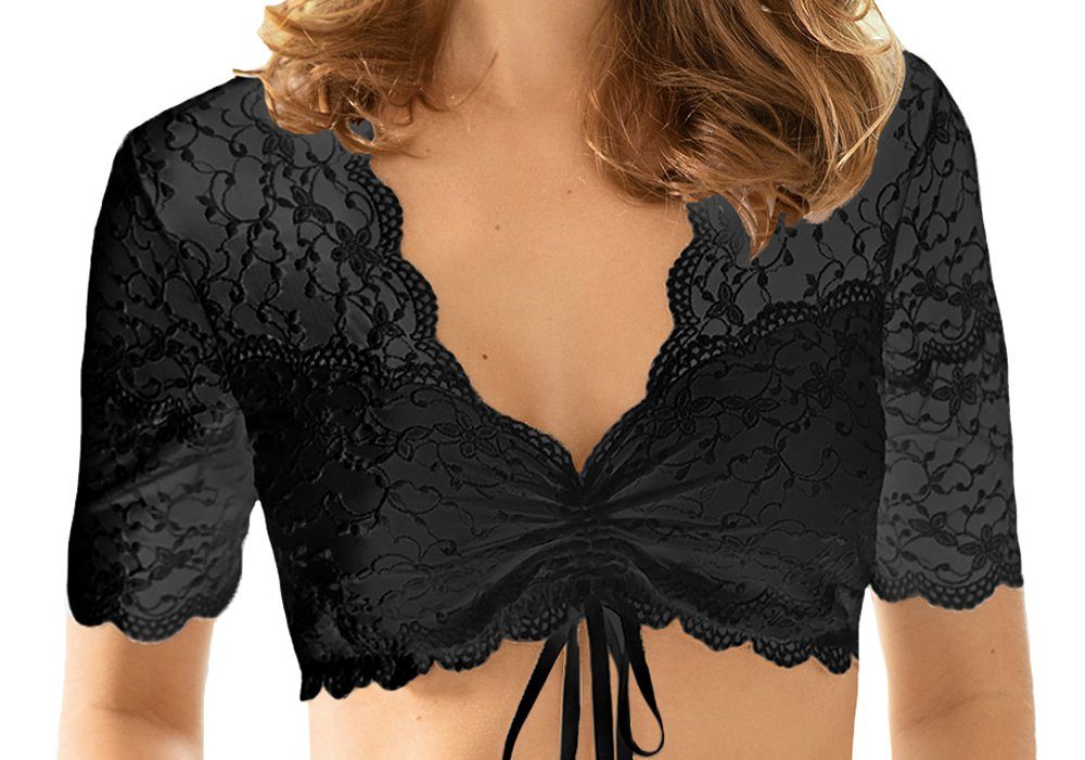Nina Von C. Dirndlbluse Spitzen Bluse 'Linnea' Halbarm 48463971, Schwarz – Bild 4 von 4