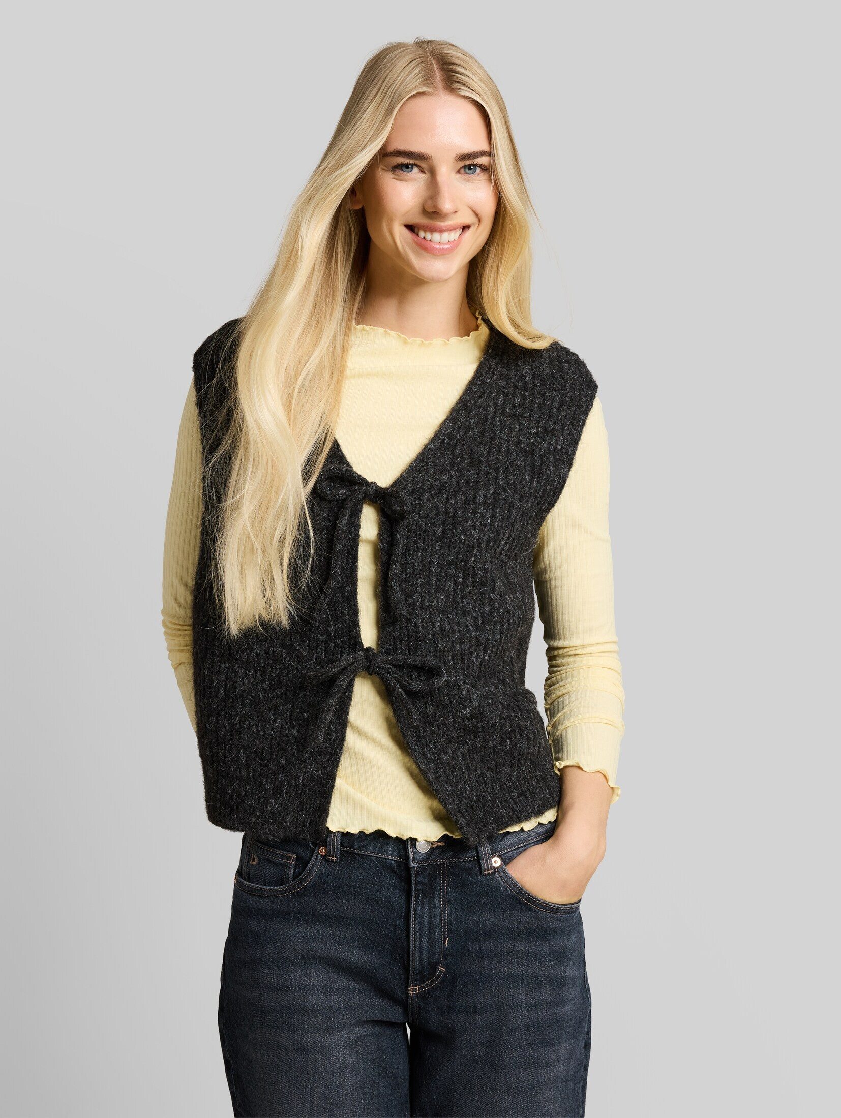 TOM TAILOR Denim Cardigan Pullover & Strickjacken Strickweste mit Schleifen