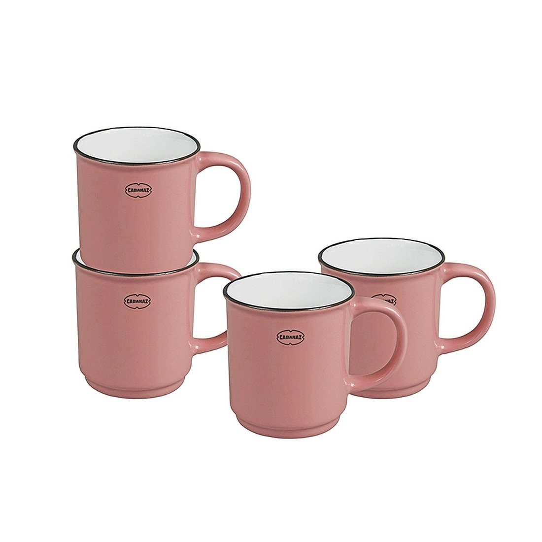 Capventure Tasse Tasse Kaffeetassen Teetassen 4'er-Set 180ml stapelbar  Keramik Retro, Material: Keramik