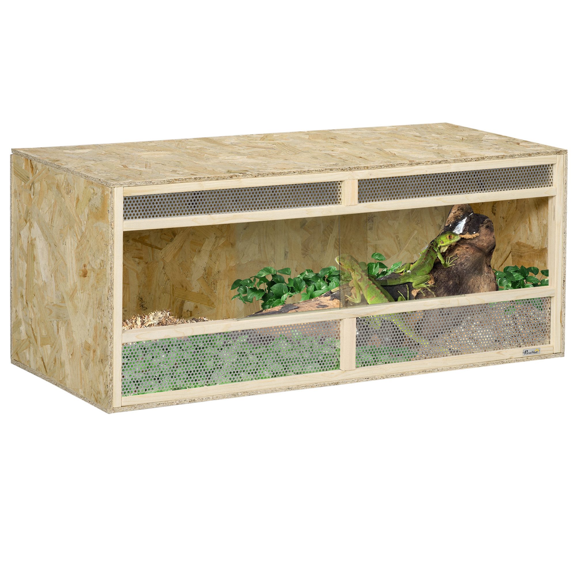 Terrarium Reptil Fütterungsbox mit Lüftungsgitter, Schiebetüren aus Glas