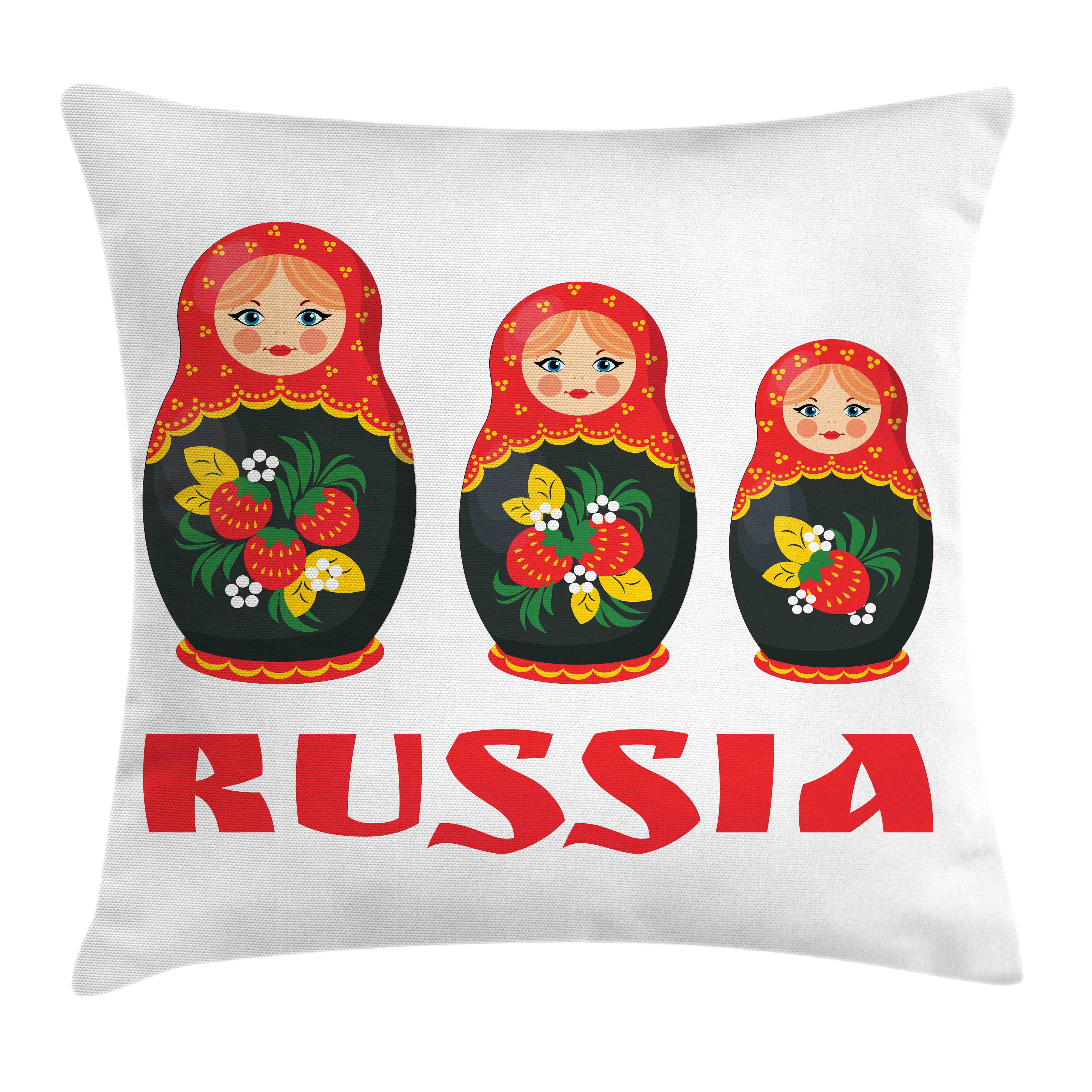 Matryoshka Puppen mit (1 Abakuhaus Druck, Farben mit Stück), Russisch Beidseitiger Reißverschluss Kissenbezüge Waschbar Nesting Klaren Kissenhülle Farbfesten