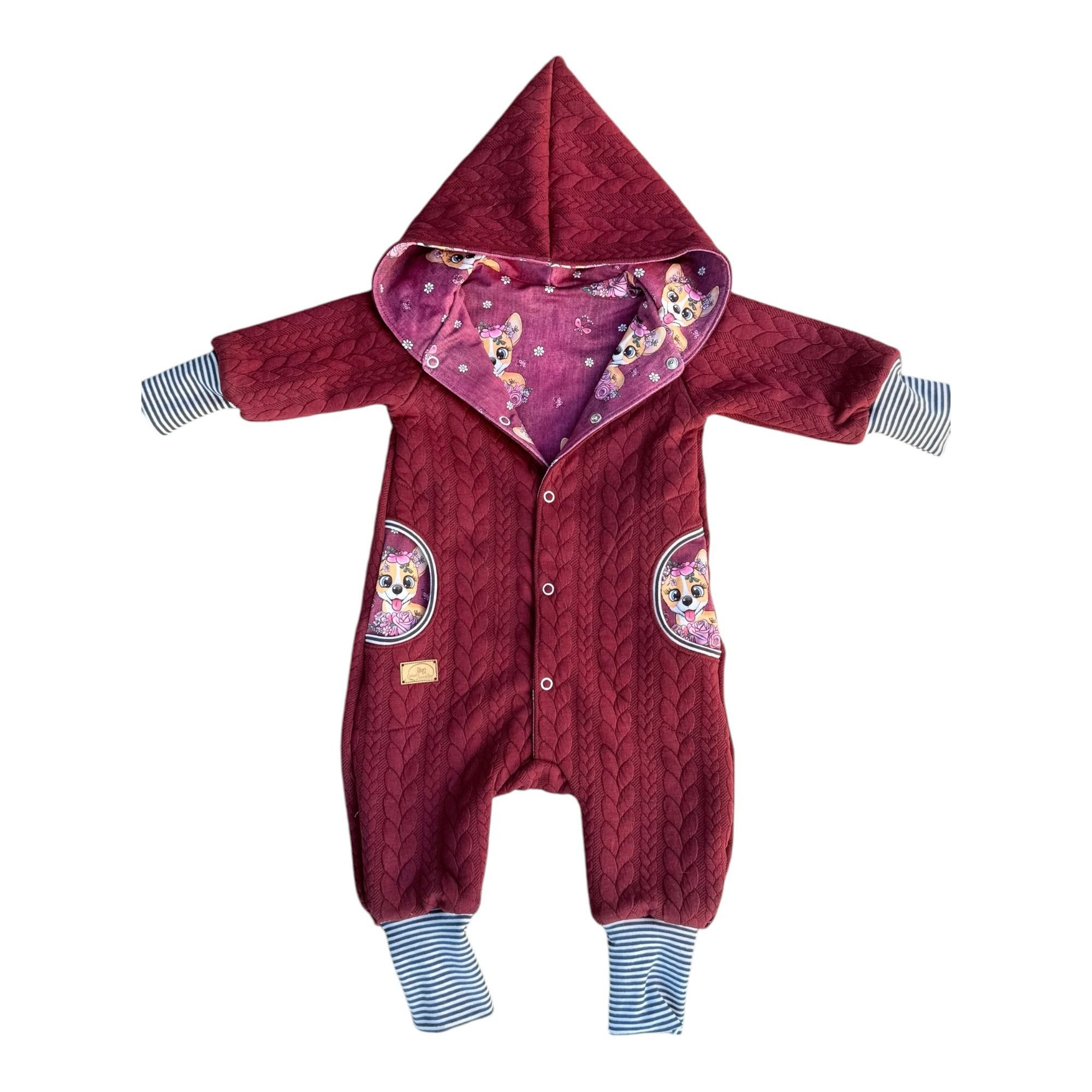Land-Juwelen Overall Strickoverall Hund weinrot Boho