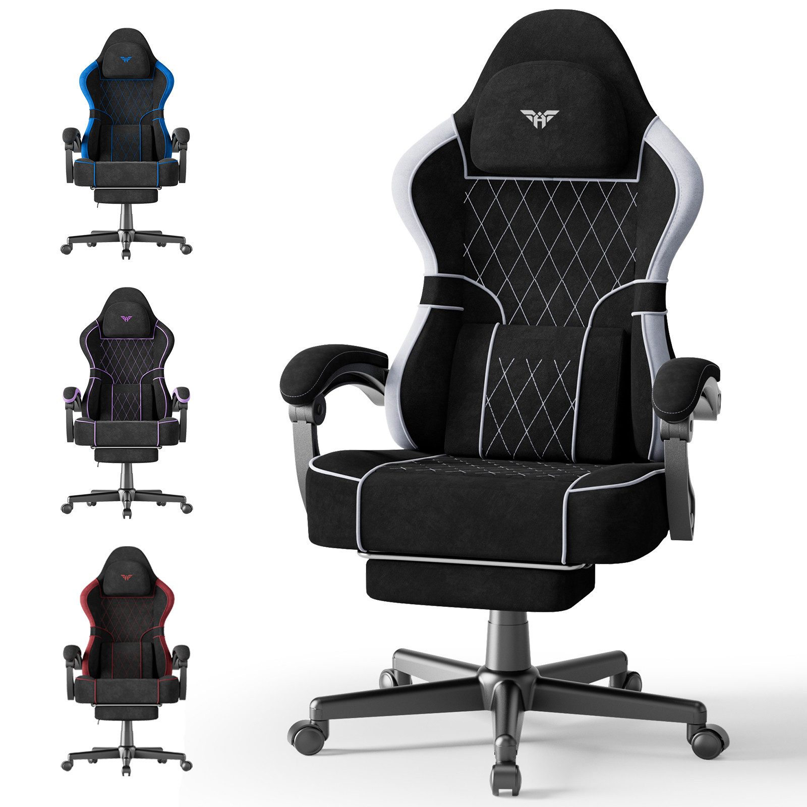 Huracan Gaming-Stuhl Gamer Chair mit verstellbare Kopfstütze und Lendenkissen,Ergonomisch