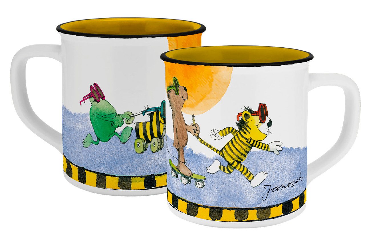Geda Labels GmbH Tasse Janosch Fandom Emaille-Optik, Keramik, Gelb, 400ml, spülmaschinengeeignet