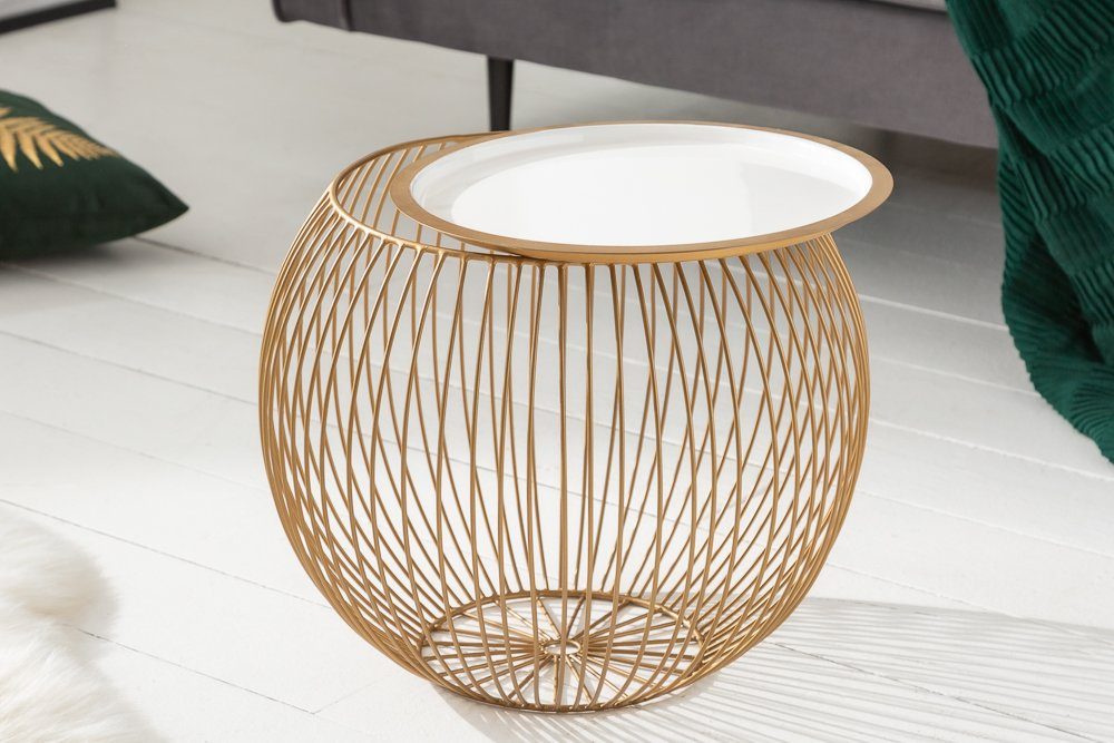 riess-ambiente Couchtisch STORAGE Ø40cm gold / weiß · abnehmbares Tablett ( günstig online kaufen