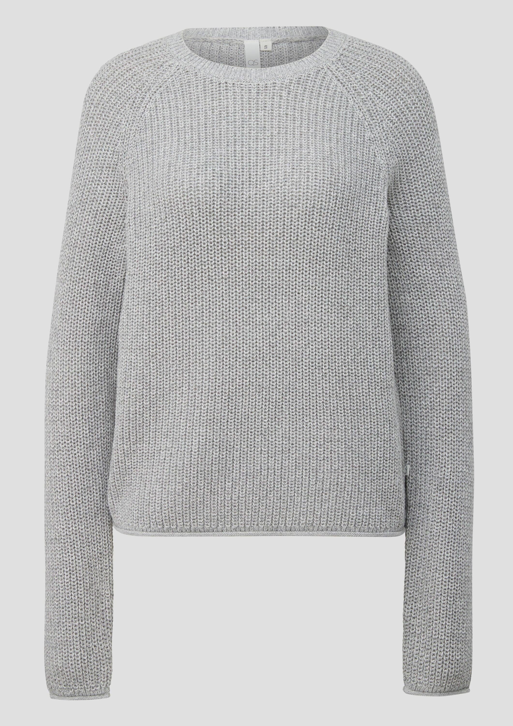 QS Longpullover Strickpullover Melierter Strickpullover mit Raglanärmeln